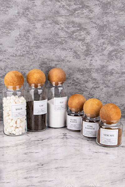 MODA OZY 3lü Top Kapaklı Cam 1300ml Çay/Şeker/Tuz Ve 3lü 500ml FiltreKahve/Tü...