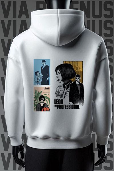 Vordevia Φούτερ Legend 3 Thread White Hooded - Εκτύπωση Μπροστά και Πίσω