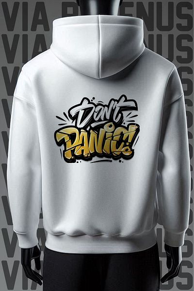 Vordevia Φούτερ Dont Panic 3 Thread White Hooded - Εκτύπωση και στο μπροστινό και στο πίσω μέρος