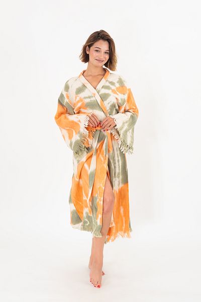 NAURA Concept Halat de baie Tie Dye Muslin Kimono - Rochie de plajă 100% bumbac