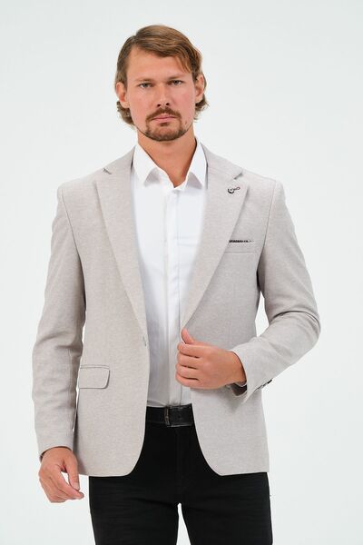 VALUE Krem Slim Fit Astarlı Erkek Blazer Ceket, Şık Ceket