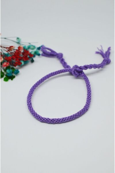 Bidüğüm Unisex Lila El Emeği Şans Ip Bileklik - Solmaz Ve Suya Dayanıklı Renkler