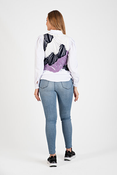 Hatun Atila HatunAtila Триколірний светр з мереживним візерунком - 5071