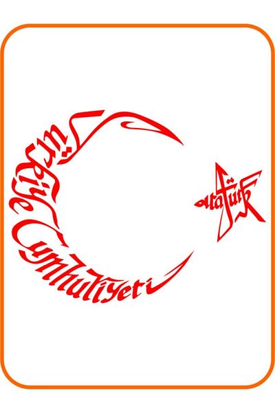 EYBA STİCKER Autocolant T.c Atatürk Scris Moon Star Auto 30x22 Cm Roșu