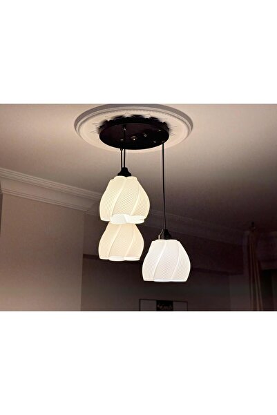 Limon 3D Desing Luminaura 3'lü Siyah Sarkıt Avize - 3 Başlıklı Avize Modern Bohem E27 Yatak Odası Salon Yemek Odası