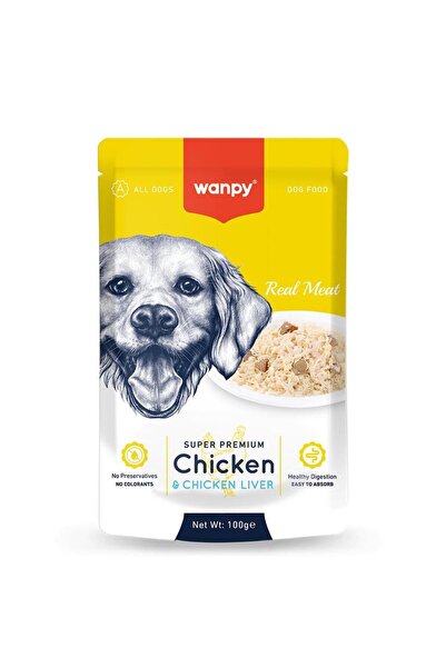 Wanpy Pouch Tavuk Ciğer Yaş Köpek Maması 100 Gr