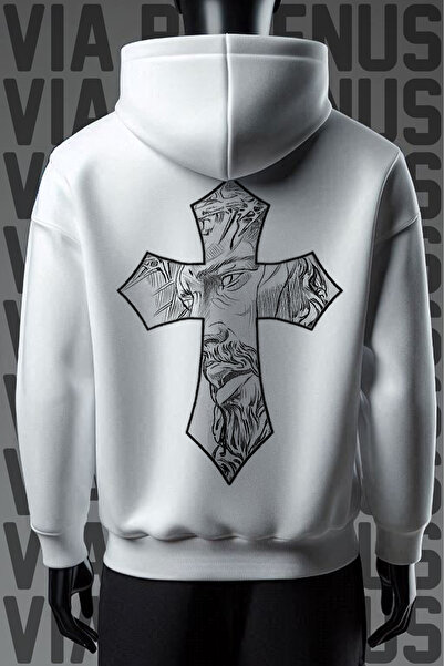 Vordevia Jesus Μπροστινό Πίσω Φούτερ με φαρδιά εφαρμογή με 3 νήματα με λευκή ...