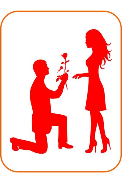 EYBA STİCKER Red Flower Patterned 18x15 cm Auto Sticker - Lover Proposal