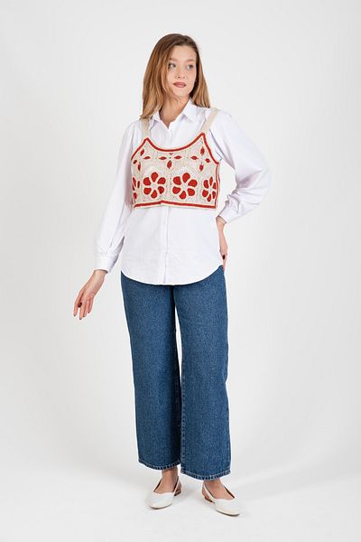 Hatun Atila Hatunatila Strappy Crochet Knitwear Sweater - 5077