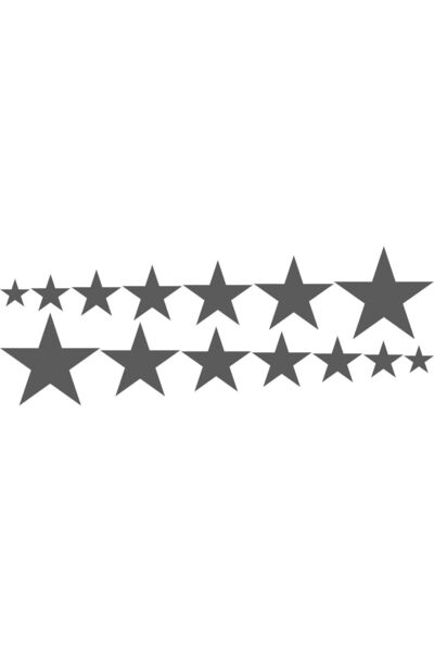EYBA STİCKER White 14-Piece Row Star Auto Sticker Set - 25x10 Cm