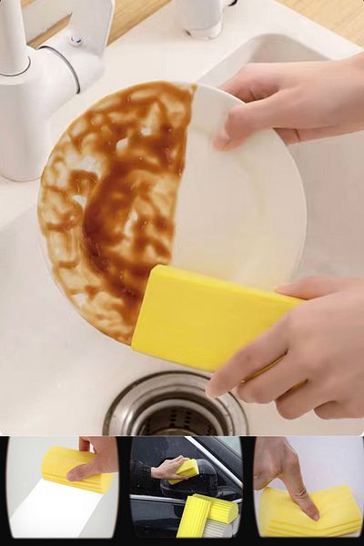VANCL Essu73 - Magic Damp Sponge and Brush Kitchen Cleaning Set