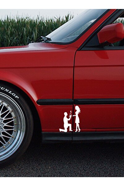 EYBA STİCKER White 18x15 Cm Floral Proposal Dear Car Sticker
