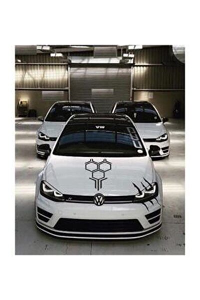 EYBA STİCKER ملصق غطاء أمامي أسود على شكل قرص العسل مقاس 58 × 35 سم