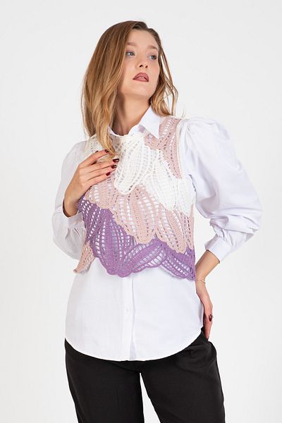 Hatun Atila Hatunatila Three Color Lace Motif Sweater - 5071