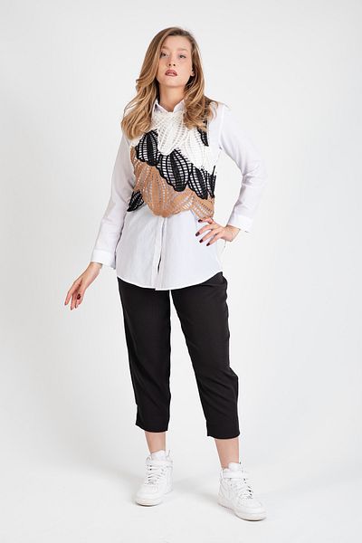 Hatun Atila Hatunatila Three Color Lace Motif Sweater - 5071