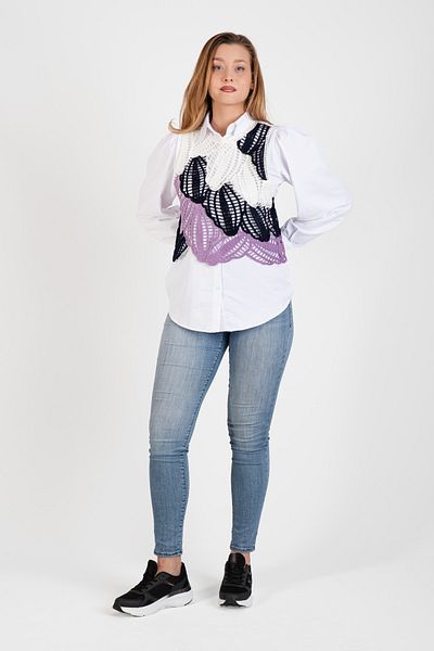 Hatun Atila Hatunatila Three Color Lace Motif Sweater - 5071