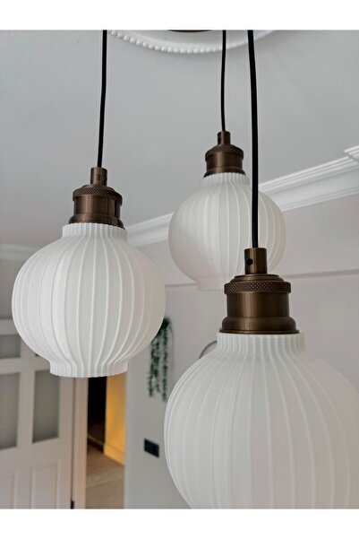 Limon 3D Desing Bohem 3'lü Eskitme Sarkıt Avize - 3 Başlıklı Avize Modern Tasarım Yatak Odası Salon Yemek Odası