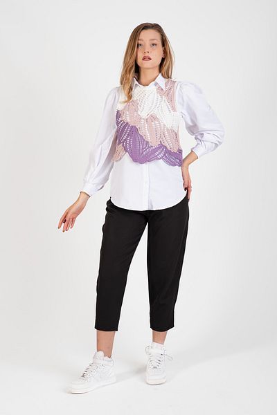 Hatun Atila Hatunatila Three Color Lace Motif Sweater - 5071