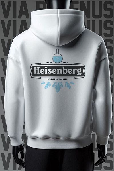 Vordevia Φούτερ Heisenberg 3 Thread White Wide Fit - Εκτύπωση στο μπροστινό και πίσω μέρος