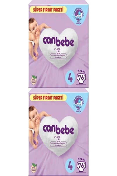 Canbebe 2'li Bebek Bezi Süper Fırsat Paketi 4 Beden 76 Adet