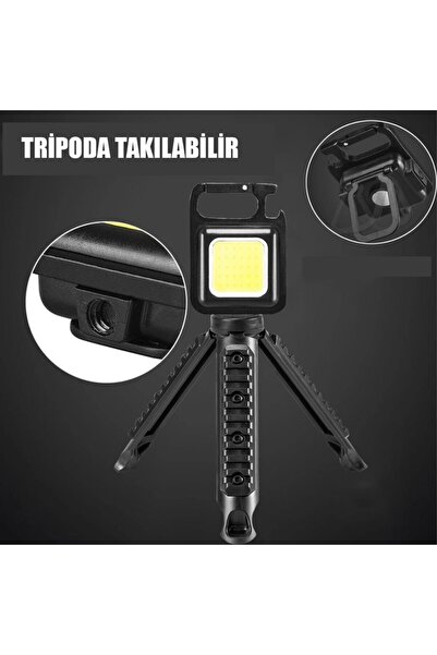 Şarj Edilebilir Metal Kasa Mıknatıslı ve Açacak Özellikli Fener
