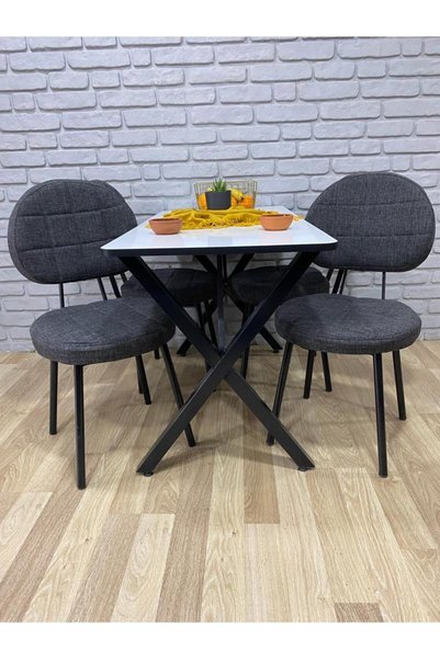 BAMBEDS MOBİLYA Masa Takımı, Yemek Masası, Mutfak Masası, Balkon Masası - 60x120 Beyaz
