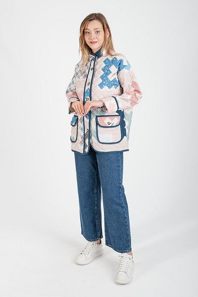 Hatun Atila Hatunatila Patterned Quilted Jacket with Pockets - 7656-3