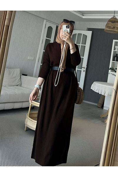 MAXXANA Oversize Loose Cut Half Turtleneck Ribbed Knitwear Hijab Dress Size 38-44