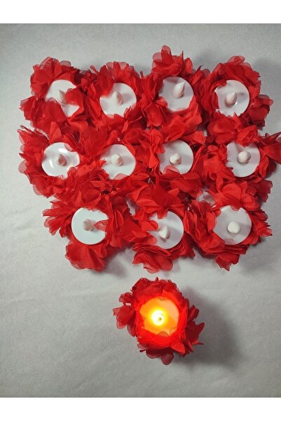 SırmalıHome Kına Geceleri Için 12 Adet Kına Mumu Kırmızı Lazer Kesimli Ledli ...