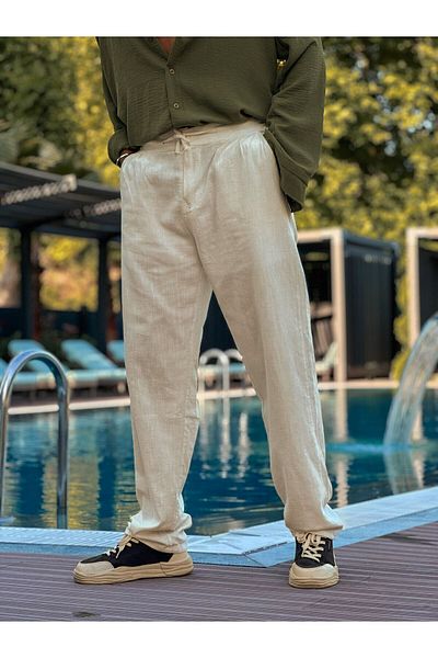 MFU collection Ανδρικό άνετο λινό παντελόνι Oversize Loose Cut