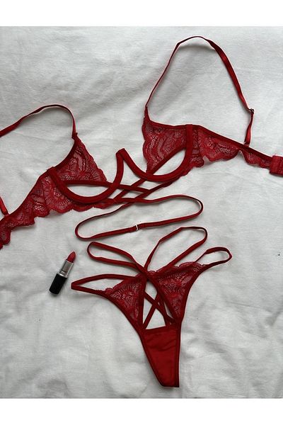 EDLİNGERİE Κόκκινο Σετ Bralet Rosalia
