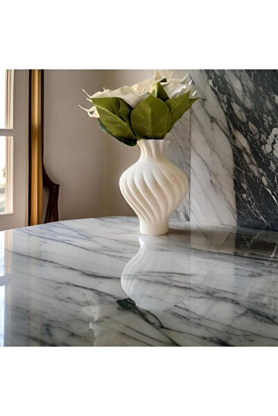 Limon 3D Desing Elagansia Vazo - Dekoratif Vazo (BİOPLASTİK)(BEYAZ)
