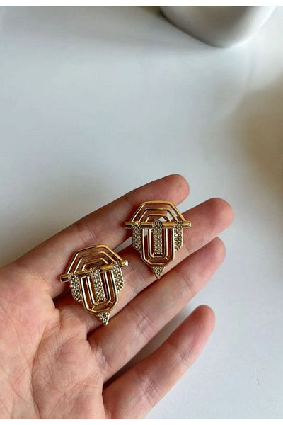 FURCİNA Serenay Leyla Model Steel Earrings - Simple and Stylish