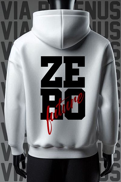 Vordevia Φούτερ Zero Future White Hooded - 3 νήματα, φαρδιά εφαρμογή