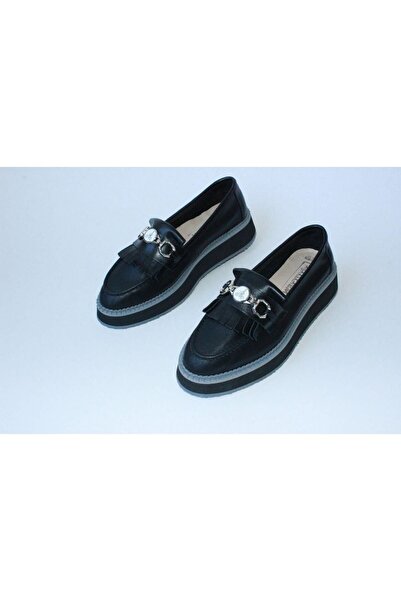 a ayak&kabım official Black Genuine Leather Women's Loafer