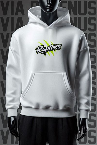 Vordevia Φούτερ Raptors 3 Thread White Hooded - Εκτύπωση μπροστά και πίσω