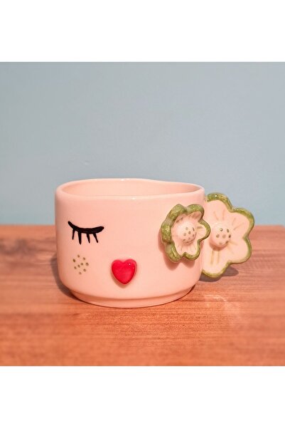 Seramik Yeşil Çicek Göz Mug (BİR ADET)