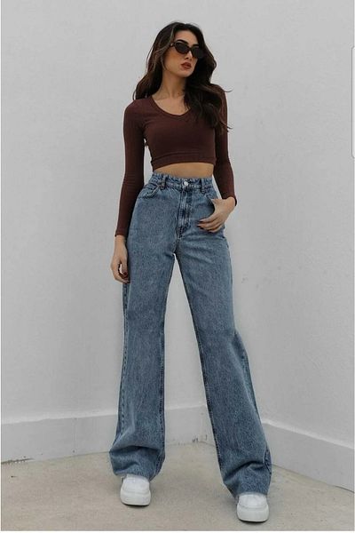 DRC trend Pantaloni de blugi din denim Ora Snow Loose Lycra cu talie super înaltă pentru femei din anii 90