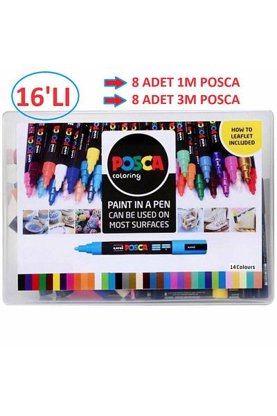 Uni Posca Set of 16 - marker Pc-3m (0.9-1.3mm) and Pc-1m (1.7mm)