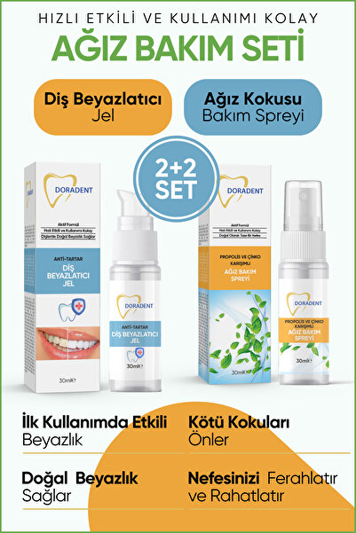 doradent Diş Beyazlatıcı Jel Ağız Kokusu Önleyici Sprey (2+2) Set