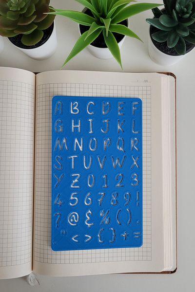 Karmelom Studio Capital Letter Handwriting Template Ruler - for Bullet Journal Natural Form Header Writing