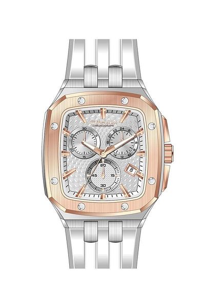 Quantum ساعة QUANTUM HNG1033.530 كرونوغراف للرجال وحزام سيليكون باللون الأبيض