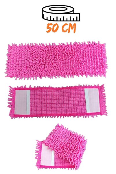 MaxClean Mikrofiber Makarna Mop Ucu - Paspas Yedek Başlık Pembe 50 cm