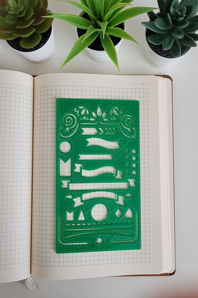 Karmelom Studio Bullet Journal Ribbon Head Detailed Template Ruler
