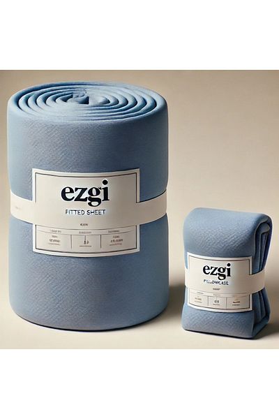 Ezgi 140' Blue Ranforce ελαστικά σεντόνια και μαξιλαροθήκες - 140x200