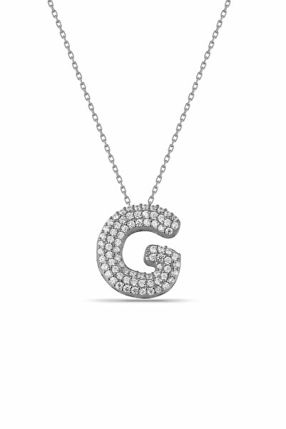 passion silver Zirkon Taşlı G Harfi Kolye Gümüş Kaplama Kadın