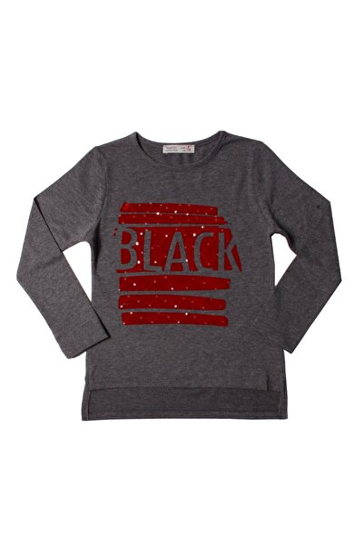 Toontoy Κορίτσι - Μπλουζάκι με κέντημα με μαύρο φλοκ