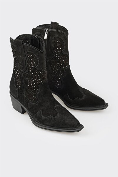 Elle Shoes Siyah Deri Kadın Günlük Bot