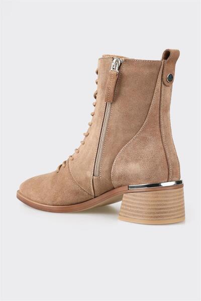 Elle Shoes Taba Deri Kadın Topuklu Bot