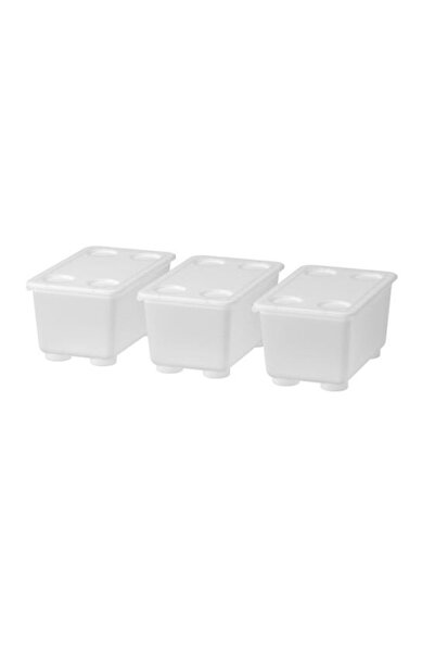 IKEA Glis Box with Lid, White Transparent 17X10 cm 3 Pieces